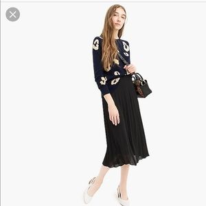 J. Crew Black Pleated Midi Skirt 0